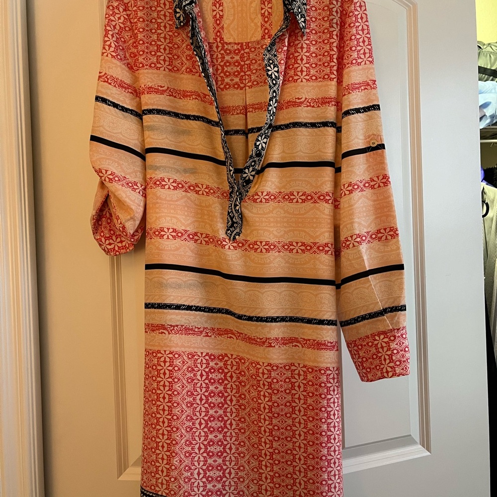 ANTONIO MELANI Pink and Black Raglan Sleeve Resort Dress